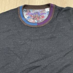 Robert Graham Men's Sz L Classic Fit Crew Neck Black Wool Sweater Colorblock